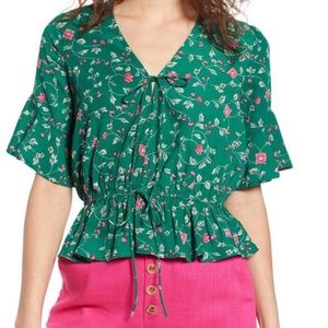 Anthropologie Moon River Floral Peplum top